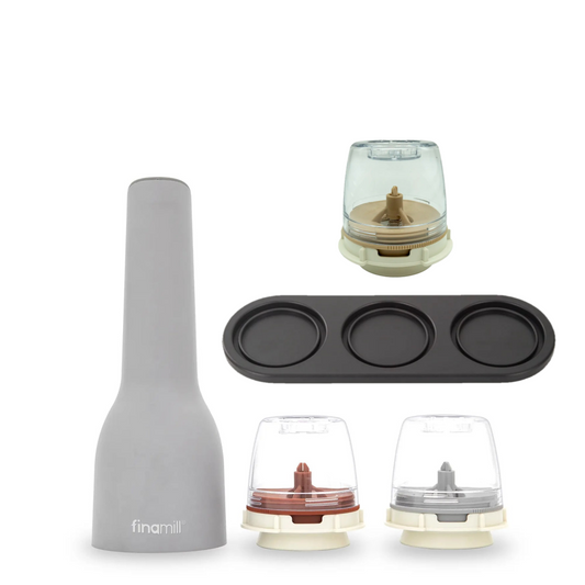 FinaMill 2.0 Grinder Menage Set - Stone (Starter Pack+Sesame Pod+Tray)